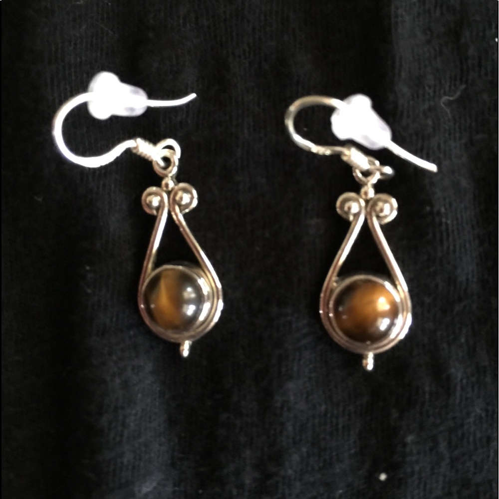 Sterling silver and tiger eye earrings